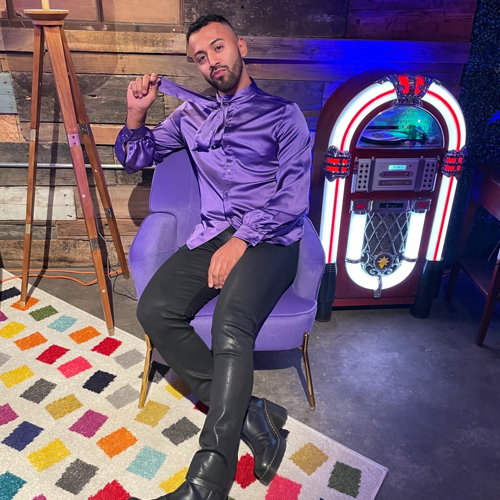 Men's “Prince” Purple Satin Shirt